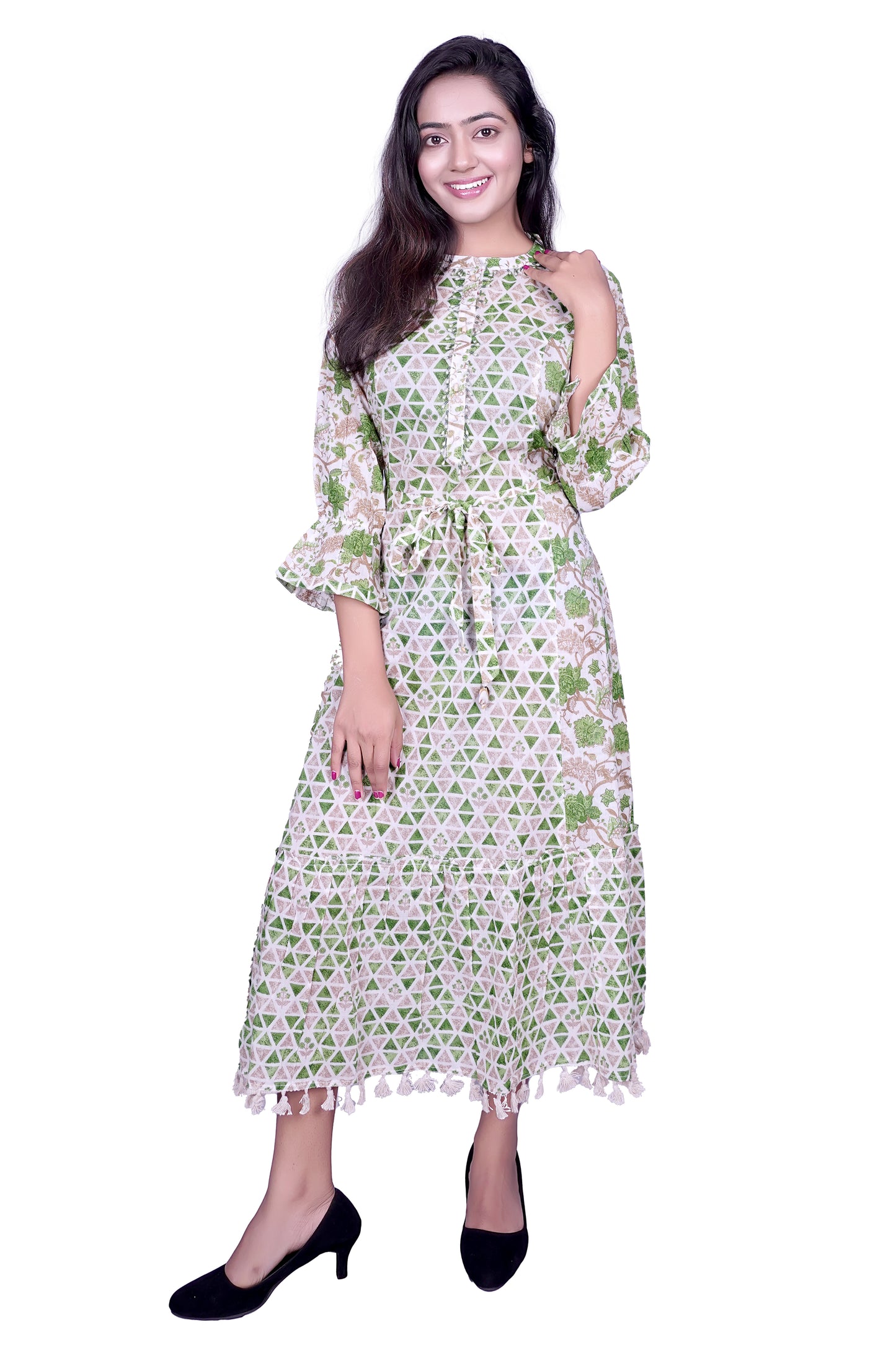 Keoshaa Women Green Kurti | Cotton Flair Kurti (Green)