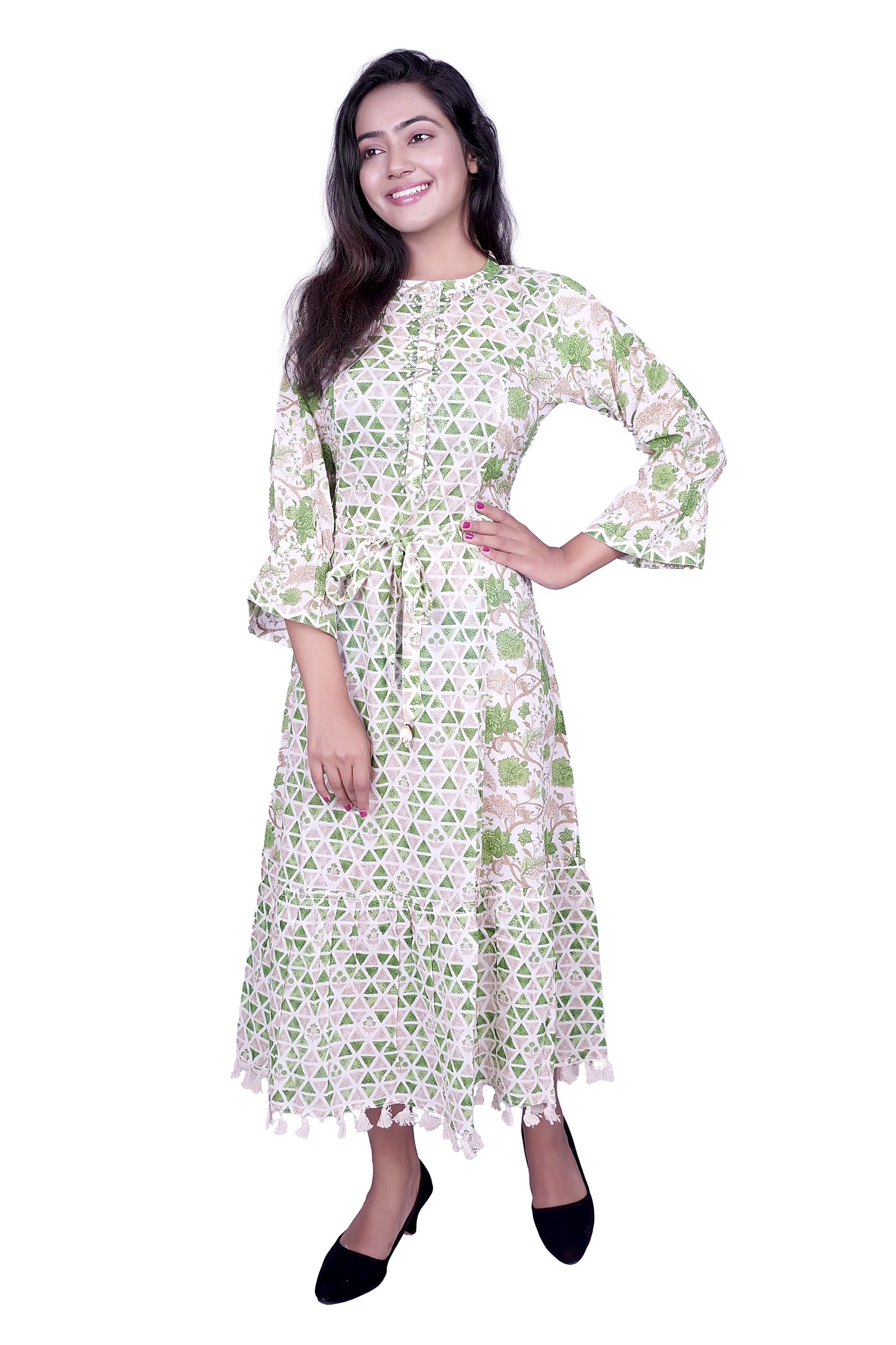Keoshaa Women Green Kurti | Cotton Flair Kurti (Green)