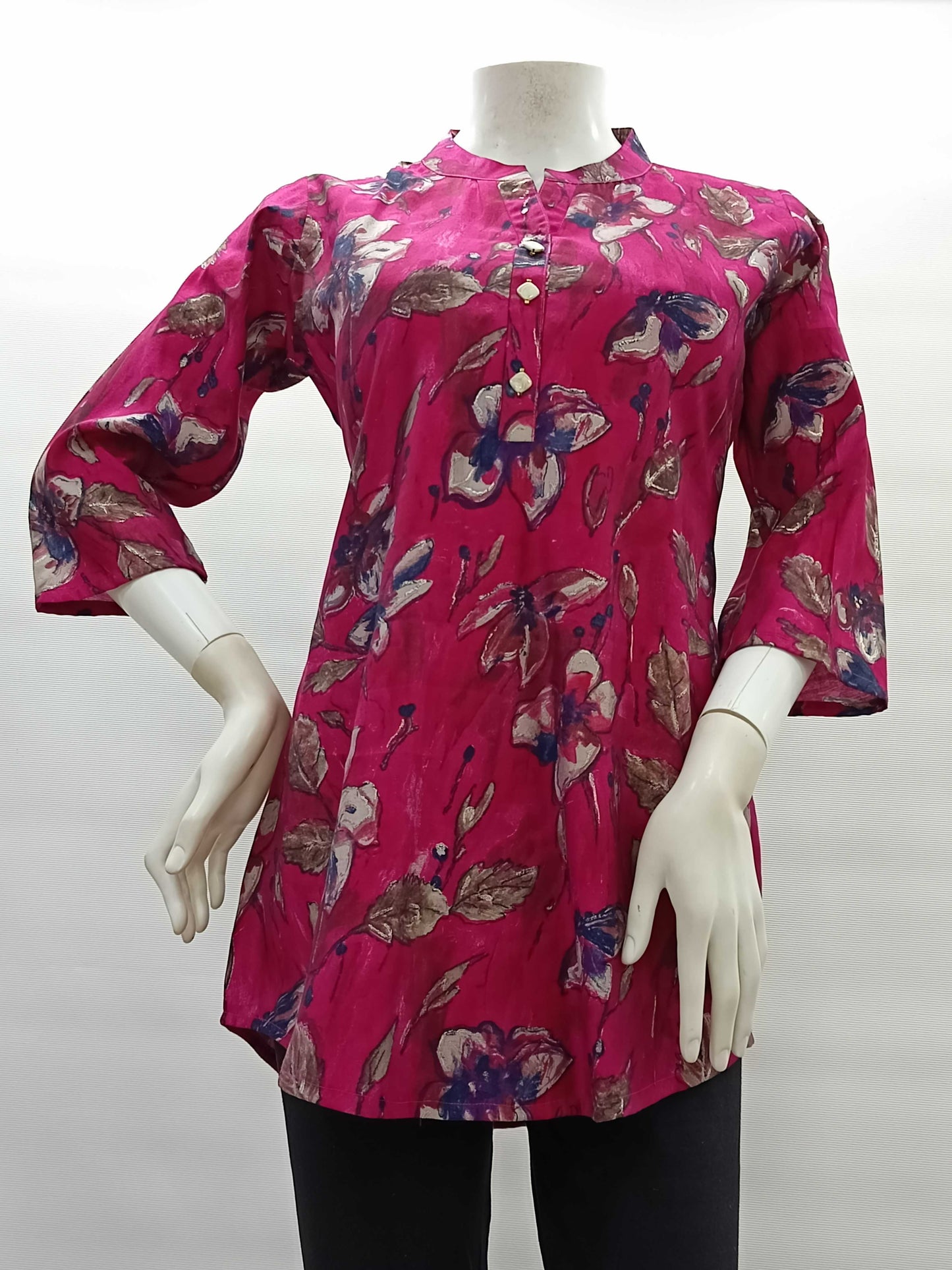 Keoshaa Floral Print Rani Colour Tunic Top